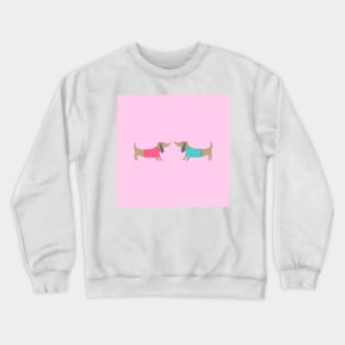 Cute dogs in love with dots in pink background Crewneck Sweatshirt